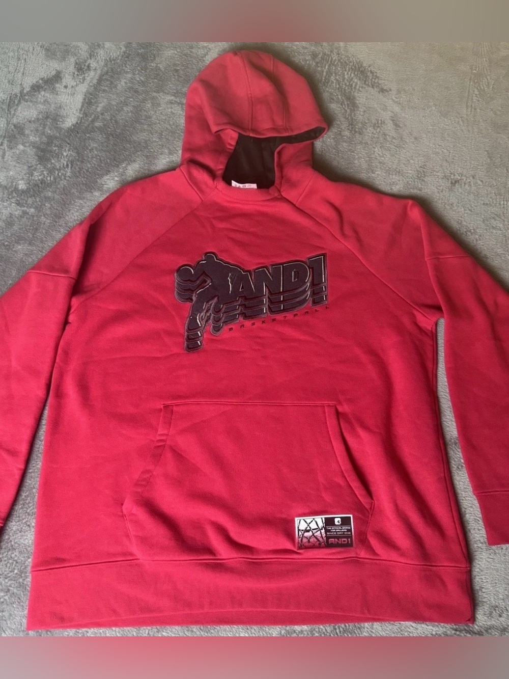 And1 Red Crewneck Hoodie with Front Pocket